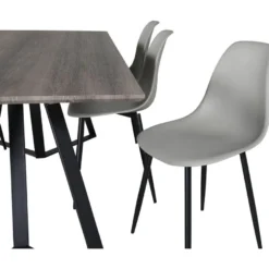 Ruokailuryhmä Venture Home, 180x90cm harmaa/musta Marina-pöytä + 6 harmaata Polar Plastic -tuolia