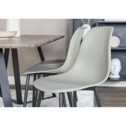 Ruokailuryhmä Venture Home, 180x90cm harmaa/musta Marina-pöytä + 6 harmaata Polar Plastic -tuolia