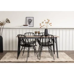 Ruokailuryhmä Venture Home, 140x80cm ruskea Tempe-pöytä + 4 mustaa Dyrön-tuolia