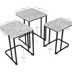 Sarjapöytä kolmiosainen Linento Furniture Ce Metal Zigon 9401, eri värejä