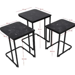 Sarjapöytä kolmiosainen Linento Furniture Ce Metal Zigon 9401, eri värejä
