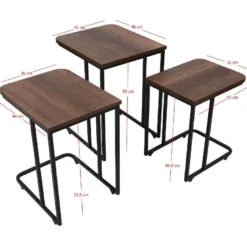 Sarjapöytä kolmiosainen Linento Furniture Ce Metal Zigon 9401, eri värejä