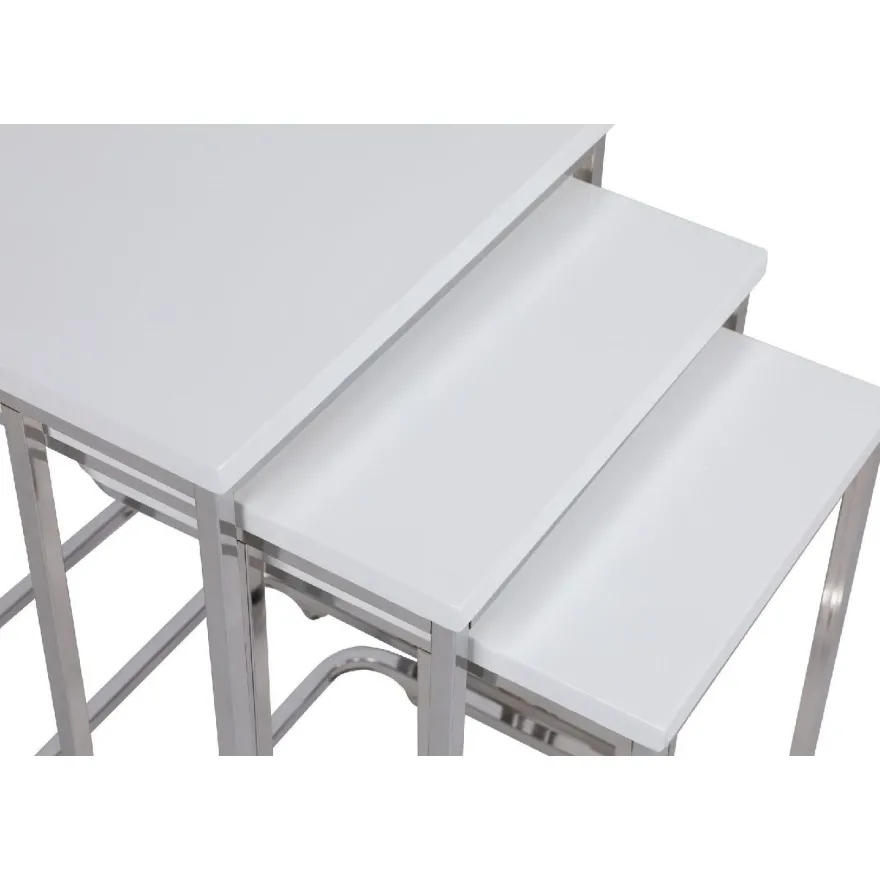 Sarjapöytä kolmiosainen Linento Furniture Ce Metal Zigon 9405 valkoinen