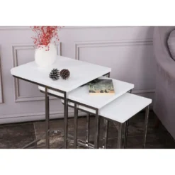 Sarjapöytä kolmiosainen Linento Furniture Ce Metal Zigon 9405 valkoinen