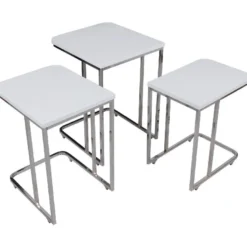 Sarjapöytä kolmiosainen Linento Furniture Ce Metal Zigon 9405 valkoinen
