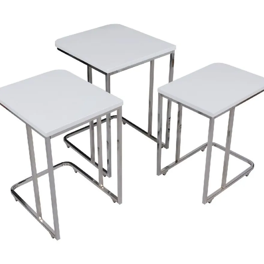 Sarjapöytä kolmiosainen Linento Furniture Ce Metal Zigon 9405 valkoinen