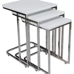 Sarjapöytä kolmiosainen Linento Furniture Ce Metal Zigon 9405 valkoinen