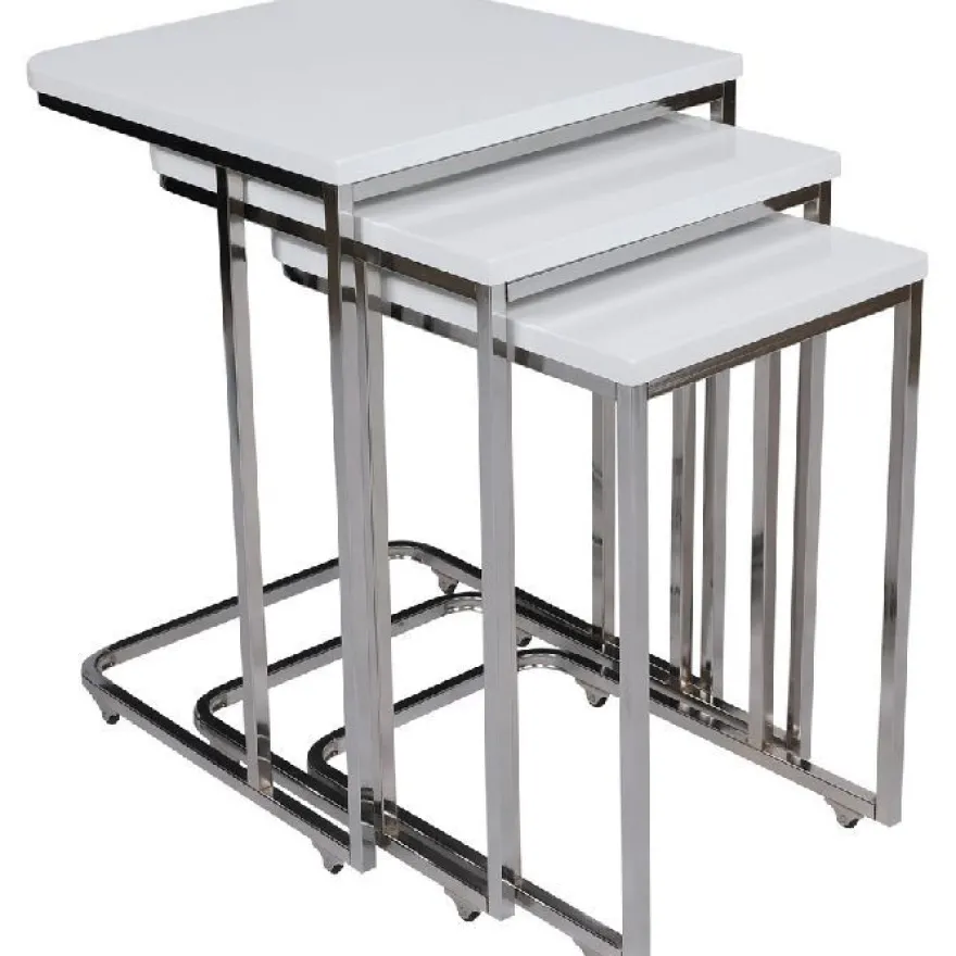 Sarjapöytä kolmiosainen Linento Furniture Ce Metal Zigon 9405 valkoinen