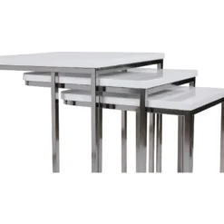 Sarjapöytä kolmiosainen Linento Furniture Ce Metal Zigon 9405 valkoinen