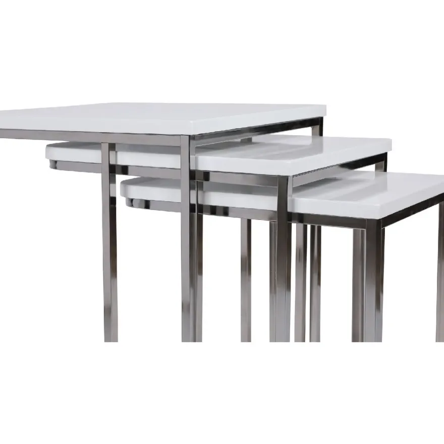 Sarjapöytä kolmiosainen Linento Furniture Ce Metal Zigon 9405 valkoinen