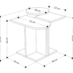 Sarjapöytä Linento Furniture Mund, 3-osainen, antrasiitti/tammi/valkoinen