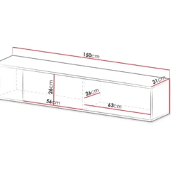 Seinään kiinnitettävä TV-taso Nomla PHILIPPE 150, leveys 150cm, beige