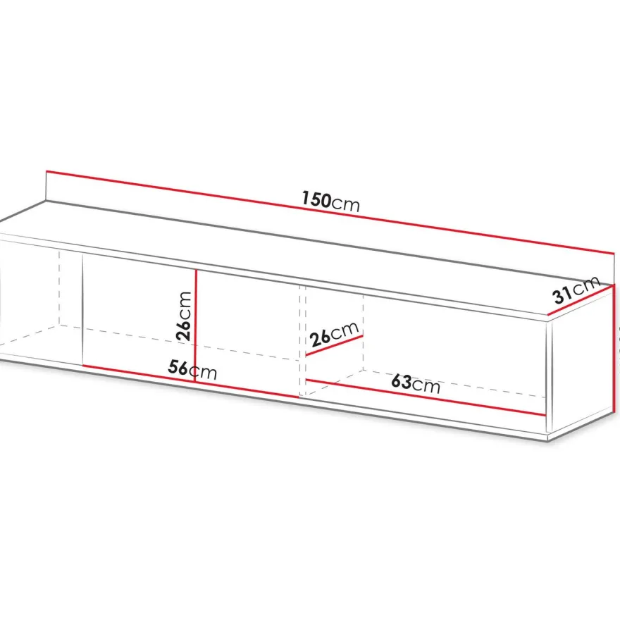 Seinään kiinnitettävä TV-taso Nomla PHILIPPE 150, leveys 150cm, beige