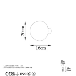 Seinävalaisin Linento Lighting Fungal, G9, kulta, eri kokoja