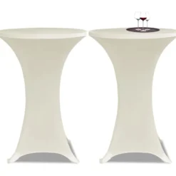 Seisovan pöydän päällyste 80cm kermanvärinen stretch 2kpl