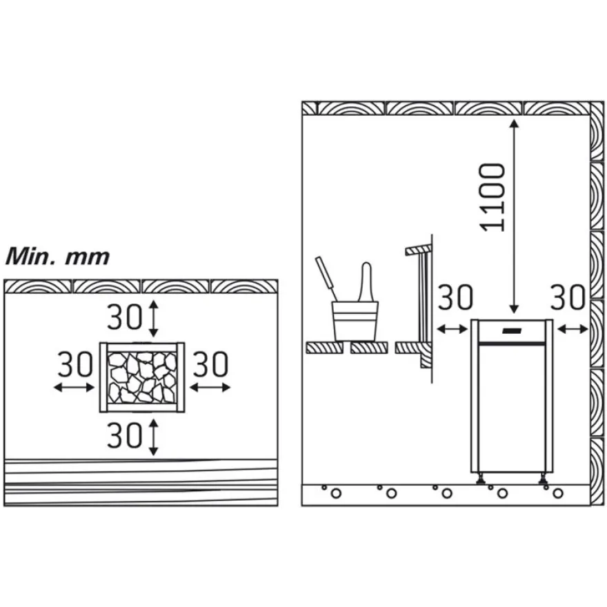 Sähkökiuas Harvia Virta Combi HL70SA, 6.8kW, 5-10m³, automaattitäyttö, erillinen ohjaus, musta