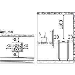 Sähkökiuas Harvia Virta Combi HL110S, 10.8kW, 9-18m³, manuaalitäyttö, erillinen ohjaus, musta