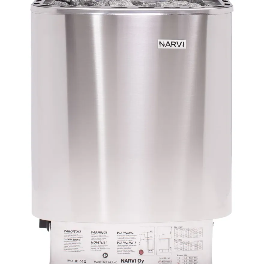 Sähkökiuas Narvi NM 600, 6.0kW, 6-9m³, kiinteä ohjaus