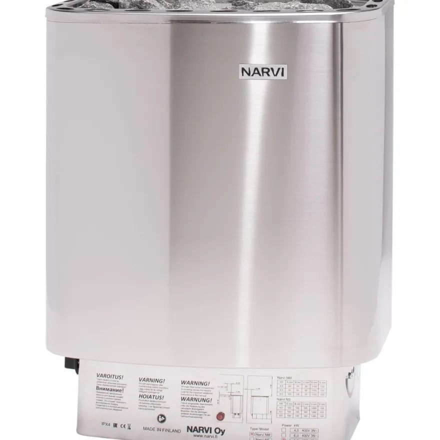 Sähkökiuas Narvi NM 600, 6.0kW, 6-9m³, kiinteä ohjaus