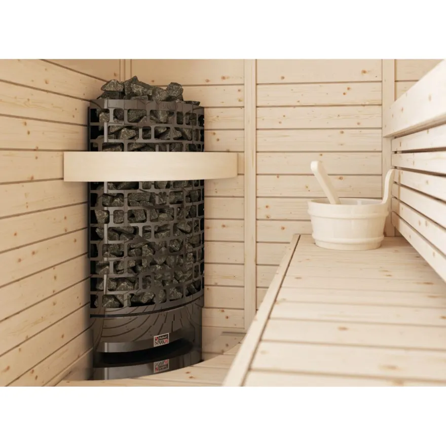 Sähkökiuas SAWO Aries Corner Black NS, 6kW, 5-8m³, erillinen ohjaus