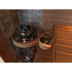 Sähkökiuas SAWO Aries Round, 9kW, 8-13m³, kiinteä ohjauskeskus, Verkkokaupan poistotuote
