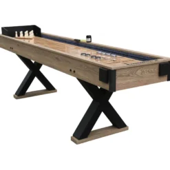 Shuffleboard Nordcore 2-IN-1, sis. 8 nappulaa, vahapullo, harja, 2 pistelaskuria ja keilaussetti, 9`