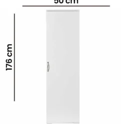 Siivouskaappi Linento Furniture Tuval 063, leveys 50cm, korkeus 176cm, valkoinen