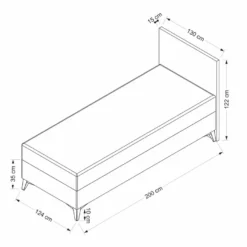 Säilytyssänky + sängynpääty Linento Furniture Samira, ilman patjaa, harmaa