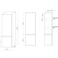 Sivukaappi Bathlife Eufori 450x1500x350mm, musta