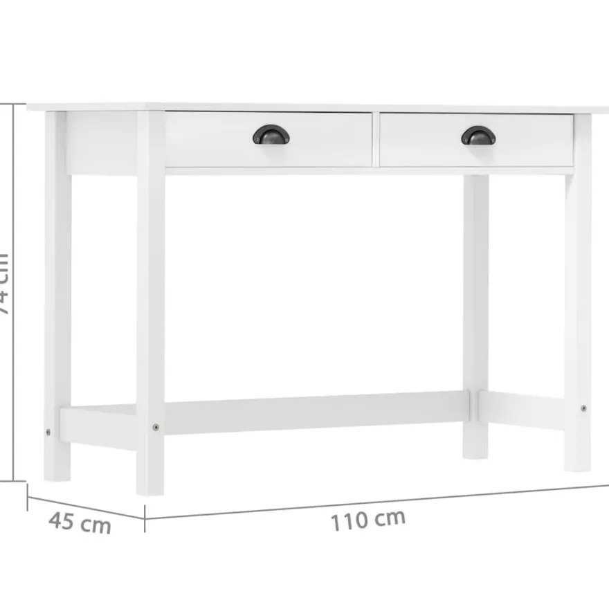 Sivupöytä Hill 110x45x74cm, 2 laatikolla, mänty, eri värejä