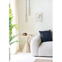 Sivupöytä House Nordic Annecy, ø50x56cm, hiekka/travertiinikuosi
