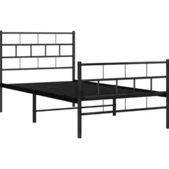 Sängynrunko metalli päädyillä musta 90x200 cm (55670)