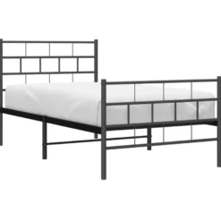 Sängynrunko metalli päädyillä musta 90x200 cm (55670)