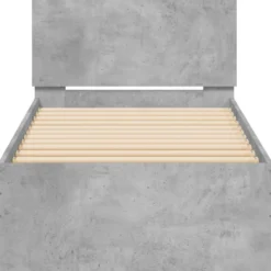 Sängynrunko päädyllä ja LED-valoilla betoninharmaa 90x200 cm (38809)