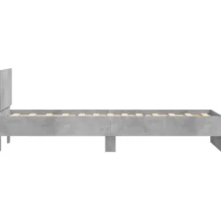 Sängynrunko päädyllä ja LED-valoilla betoninharmaa 90x200 cm (38809)