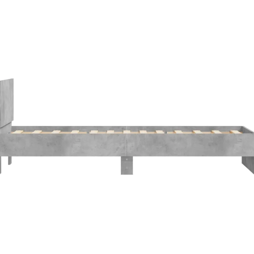 Sängynrunko päädyllä ja LED-valoilla betoninharmaa 90x200 cm (38809)