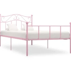 Sängynrunko pinkki metalli 100x200cm
