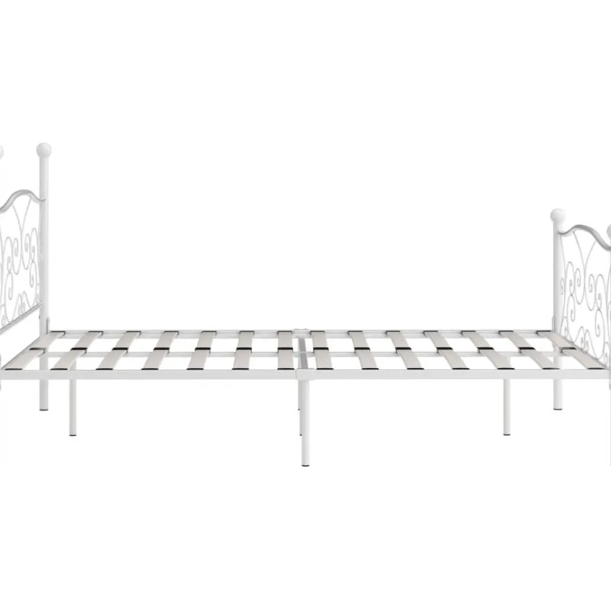 Sängynrunko sälepohjalla valkoinen metalli 140x200 cm