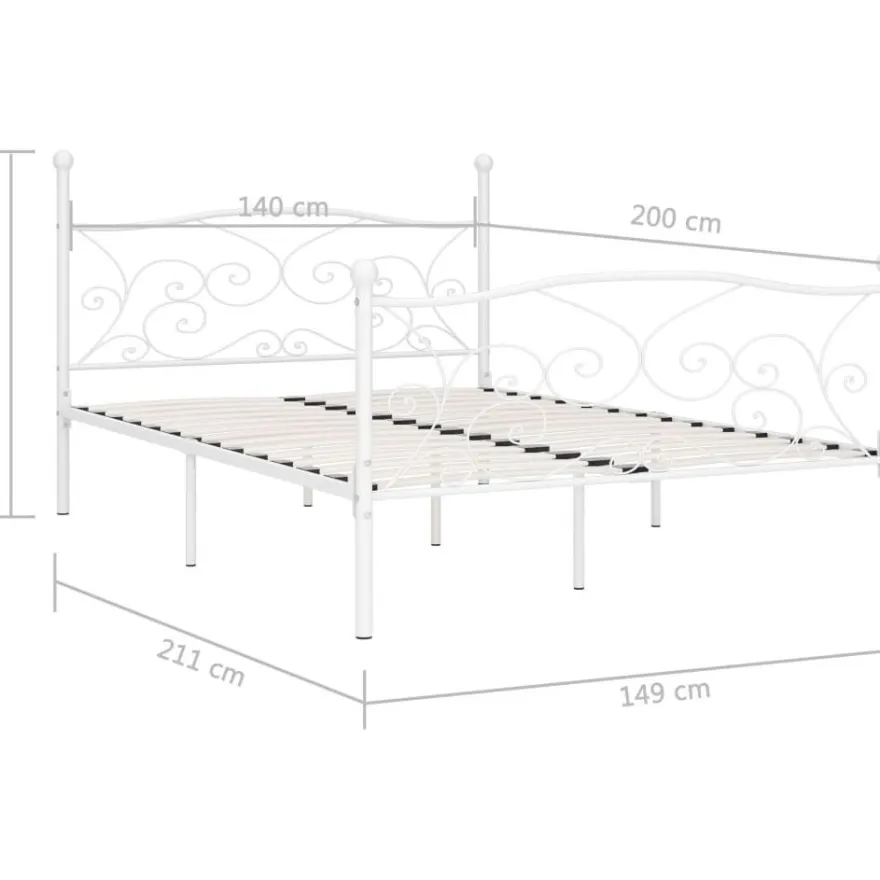 Sängynrunko sälepohjalla valkoinen metalli 140x200 cm