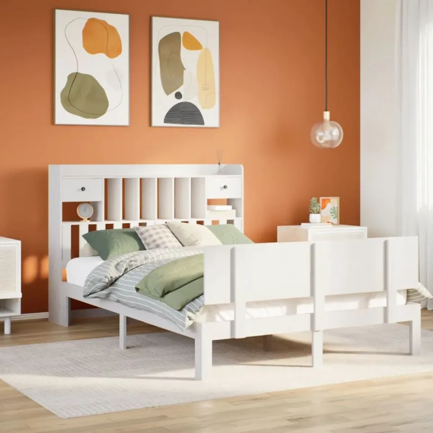 Sänky kirjahyllyllä, täysi mänty, eri kokoja ja värejä (44194)