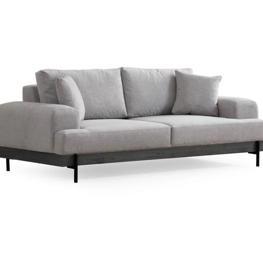 Sohva Linento Furniture Eti Black, 3-istuttava, leveys 220cm, harmaa