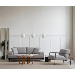 Sohva Linento Furniture Eti Black, 3-istuttava, leveys 220cm, harmaa