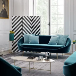 Sohva Linento Furniture Matilda, 3-istuttava, petroolinsininen