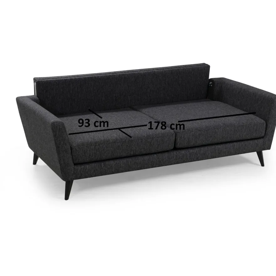 Sohva Linento Furniture Mayorka, 3-istuttava, harmaa