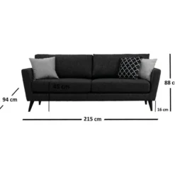 Sohva Linento Furniture Mayorka, 3-istuttava, harmaa