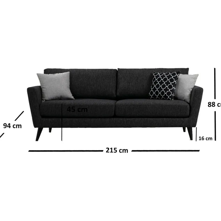 Sohva Linento Furniture Mayorka, 3-istuttava, harmaa