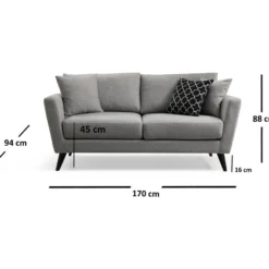 Sohva Linento Furniture Mayorka, 2-istuttava, harmaa