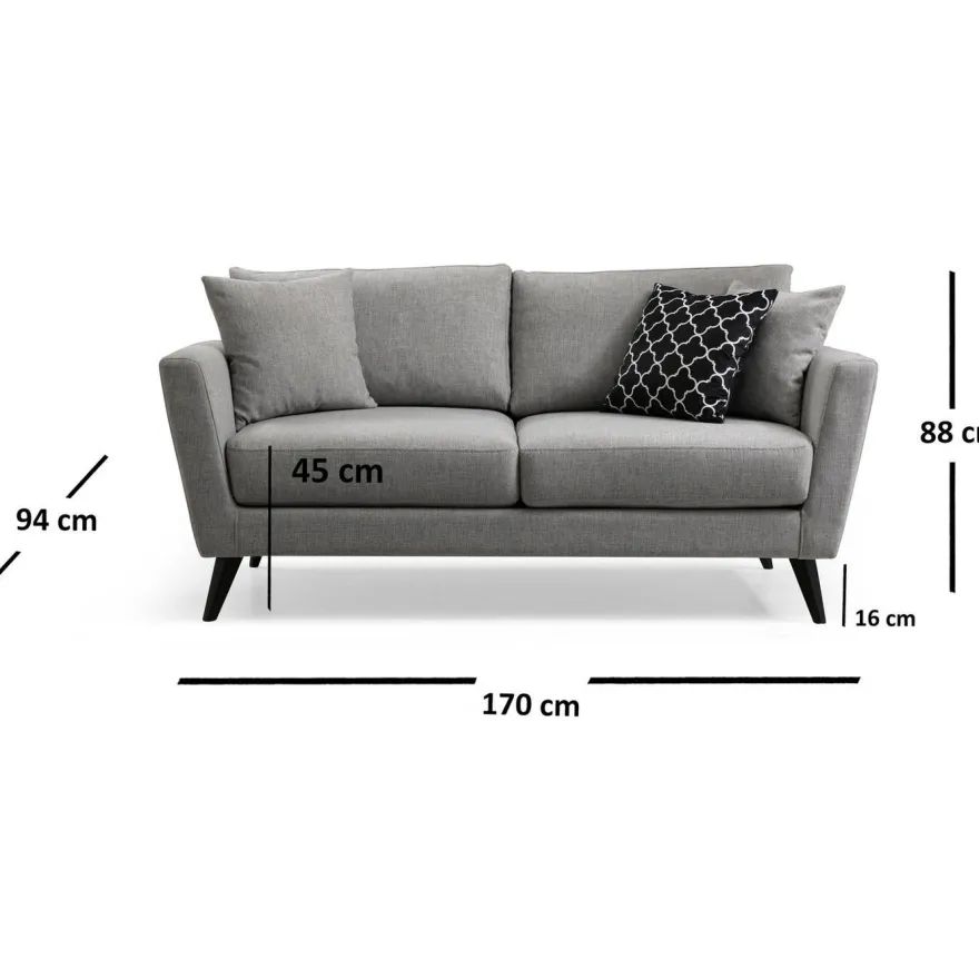 Sohva Linento Furniture Mayorka, 2-istuttava, harmaa