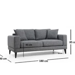 Sohva Linento Furniture Nordic, 2-istuttava, harmaa