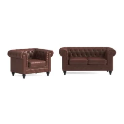 Sohvaryhmä Chesterfield Lyx, 2-istuttava sohva + nojatuoli, eri värejä (042XX)